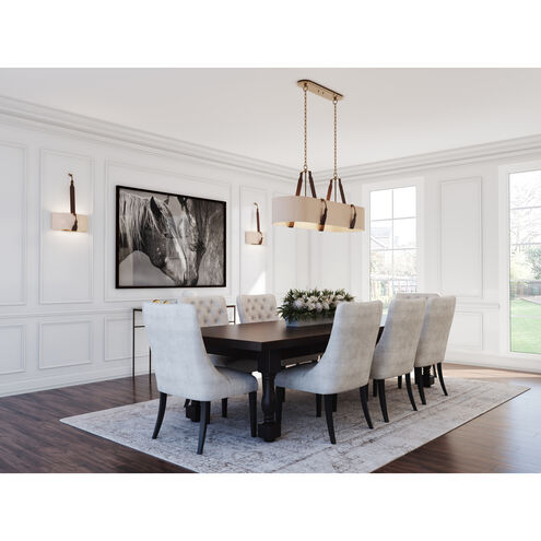 Saratoga 4 Light 46 inch Polished Nickel Pendant Ceiling Light in Leather British Brown, Natural Anna, Oval